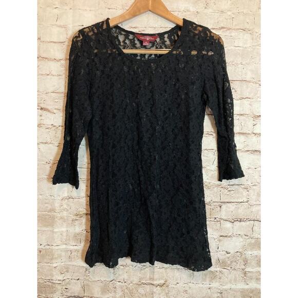 April Cornell Top Womens XS Black Lace Sheer Whimsy Goth Long Sleeve Fairy - Picture 1 of 12